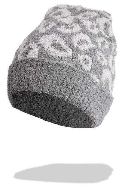 Beanie for the Winter - Leopard Print and Ribbed Cuff