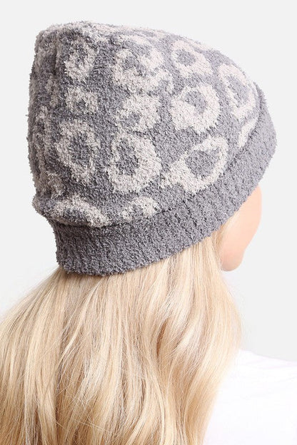 Beanie for the Winter - Leopard Print and Ribbed Cuff