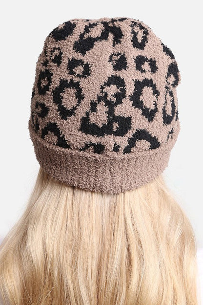 Beanie for the Winter - Leopard Print and Ribbed Cuff